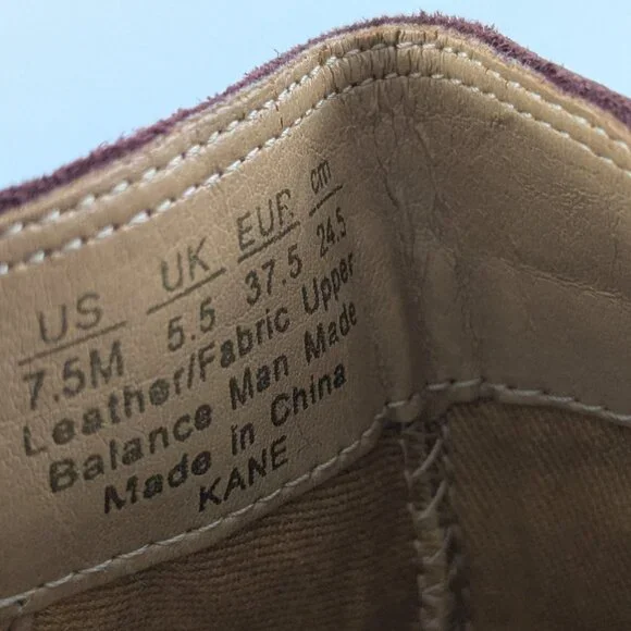 Franco Sarto "Kane" burgundy nubuck side zip ankle boots | Size 7.5 (EU 37.5) - Picture 7 of 8